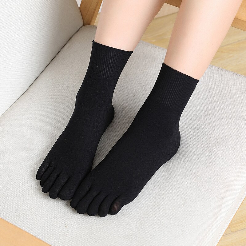 Summer Nylon Woman Man Five Finger Socks Solid Good Boneless Breathable Elastic No Heel Thin Silk Socks With Toes Brand