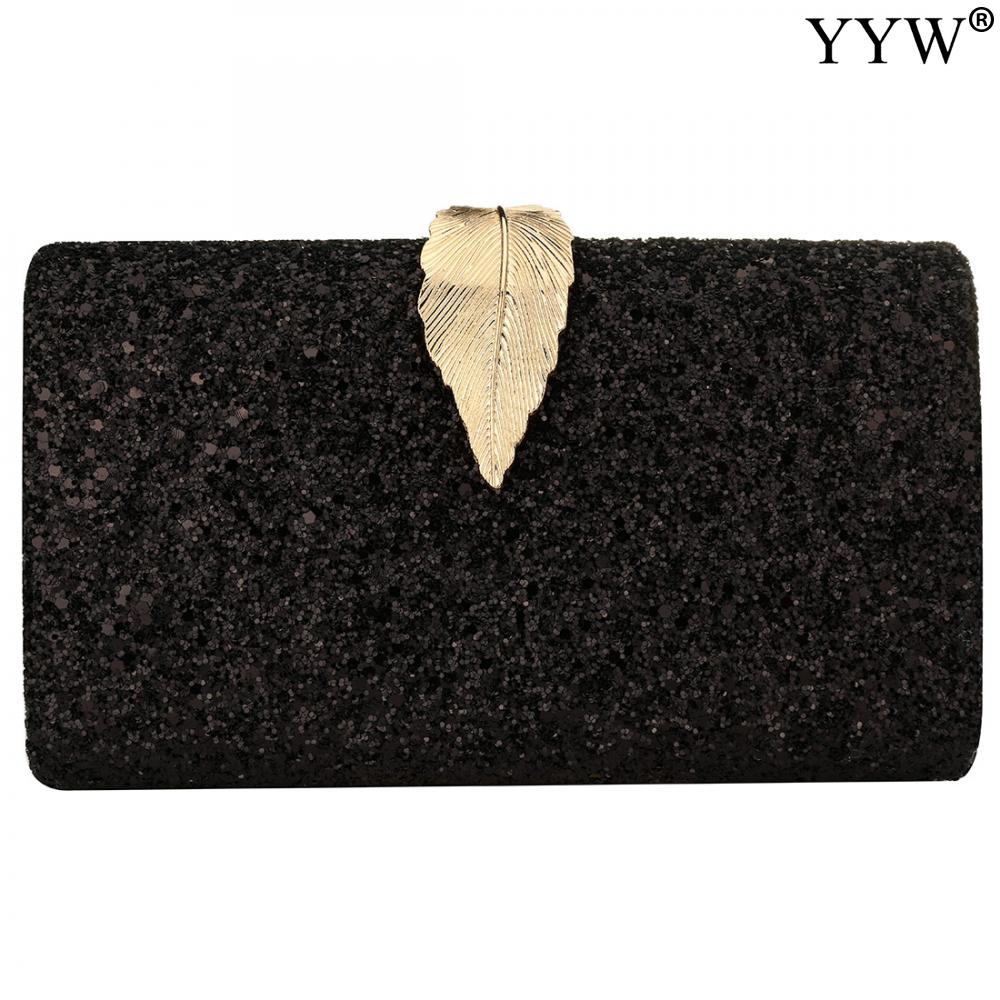 Elegante Avond Clutch Portemonnee Beroemde Box Tas Met Ketting Effen Kleur Schouder Crossbody Tassen Voor Vrouwen Gold Sliver Koppelingen: Sequins black A