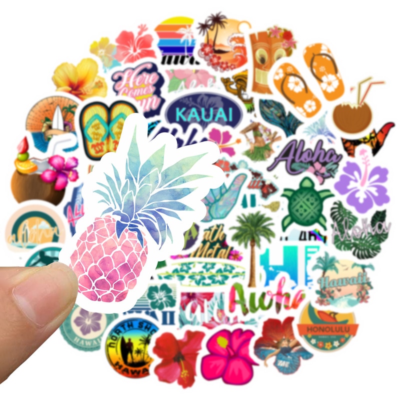 50 Pcs Hawaii Surf Auto Stickers Vinyl Beach Club Notebook Reisbagage Stickers Kinderspeelgoed Stickers