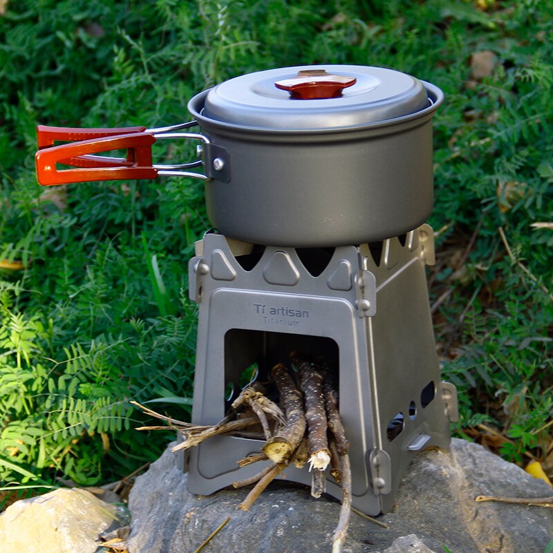 Tiartisan Ultralight Titanium Wood Stove Outdoor Camping Multi-Fuels BBQ Stove