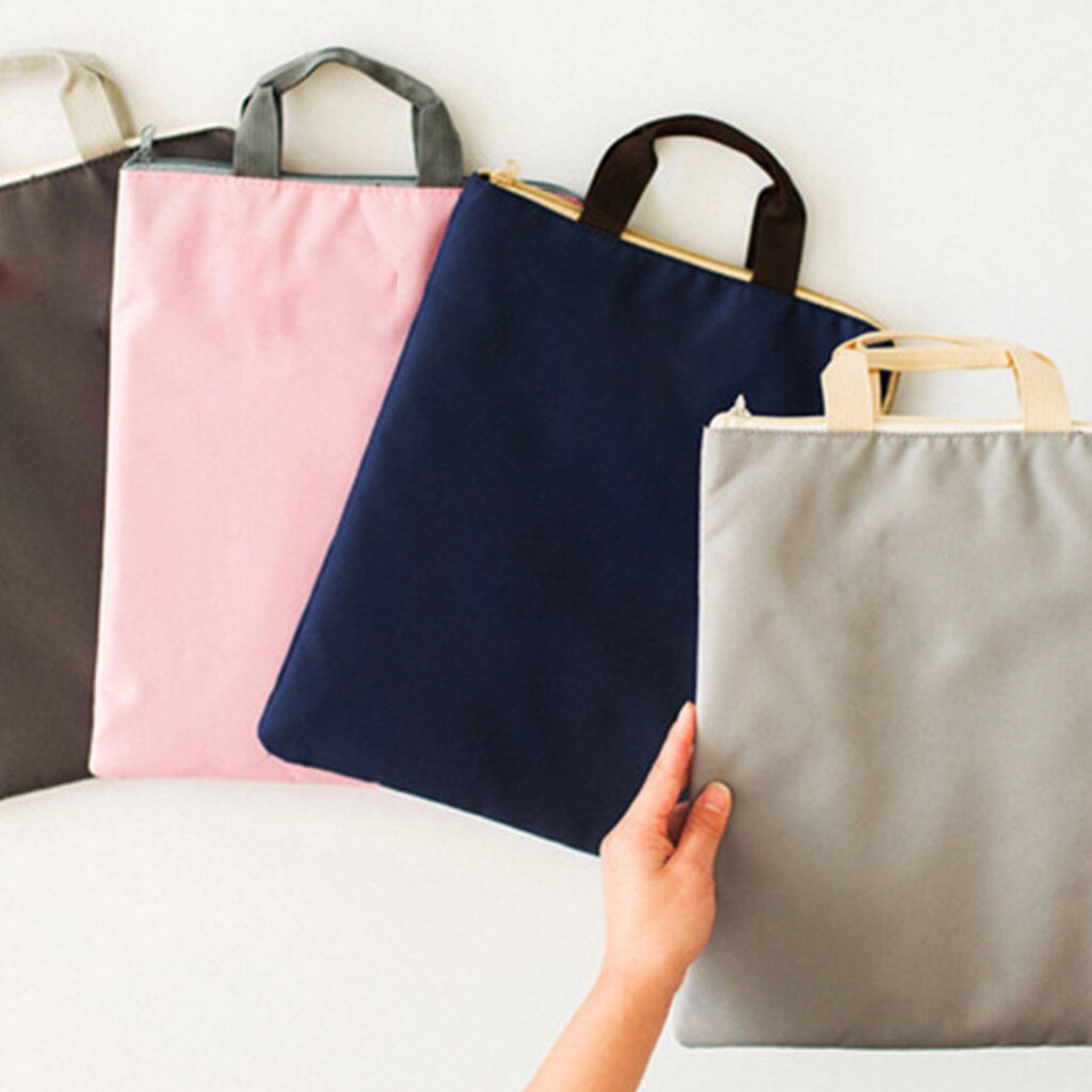 Portable Canvas File Bag with Hidden Wide Open Pocket Waterproof Backpack Organizer Bag Travel File Storage Bag Zippered