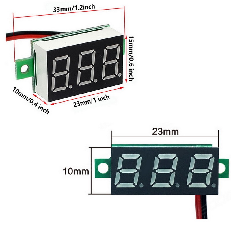 1 Stck Digital Voltmeter LED-anzeige Mini 2/3 Drähte Spannung Meter Amperemeter Hohe Genauigkeit verrotten/Grün/Blau DC 0 V-30 V 0,36"