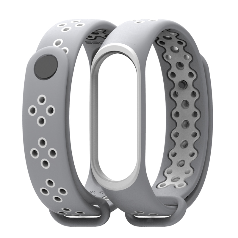 Horloge Band Voor Xiaomi Mi Band 3/4 Horloge Riem Sport Armband Voor Mi Band 3 4 Smart Horloge siliconen Band Voor Mi Band 3 4: Gray White