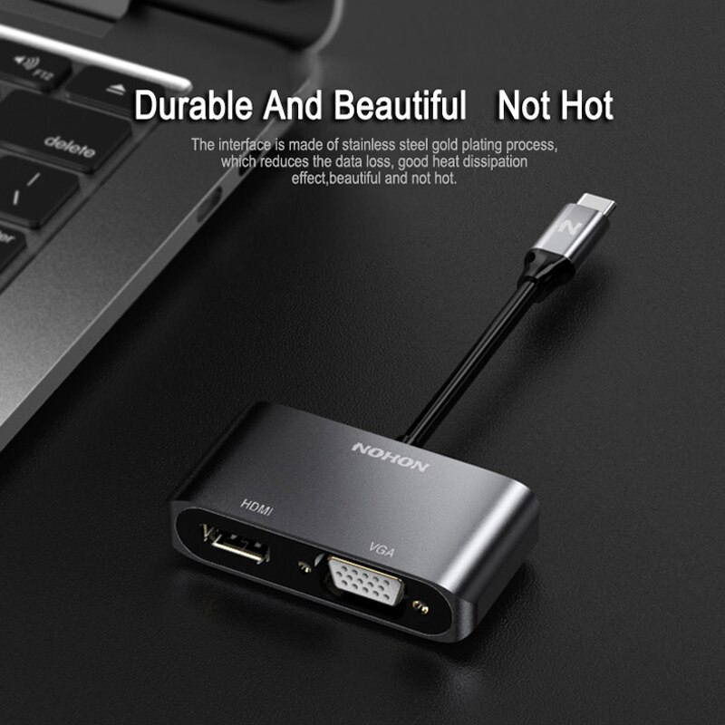 Nohon Usb Type C Naar Hdmi Vga 2 In 1 Hub Adapter Voor Macbook Laptop Samsung S9 Note9 Huawei P20 mate10 Pro USB-C Converter