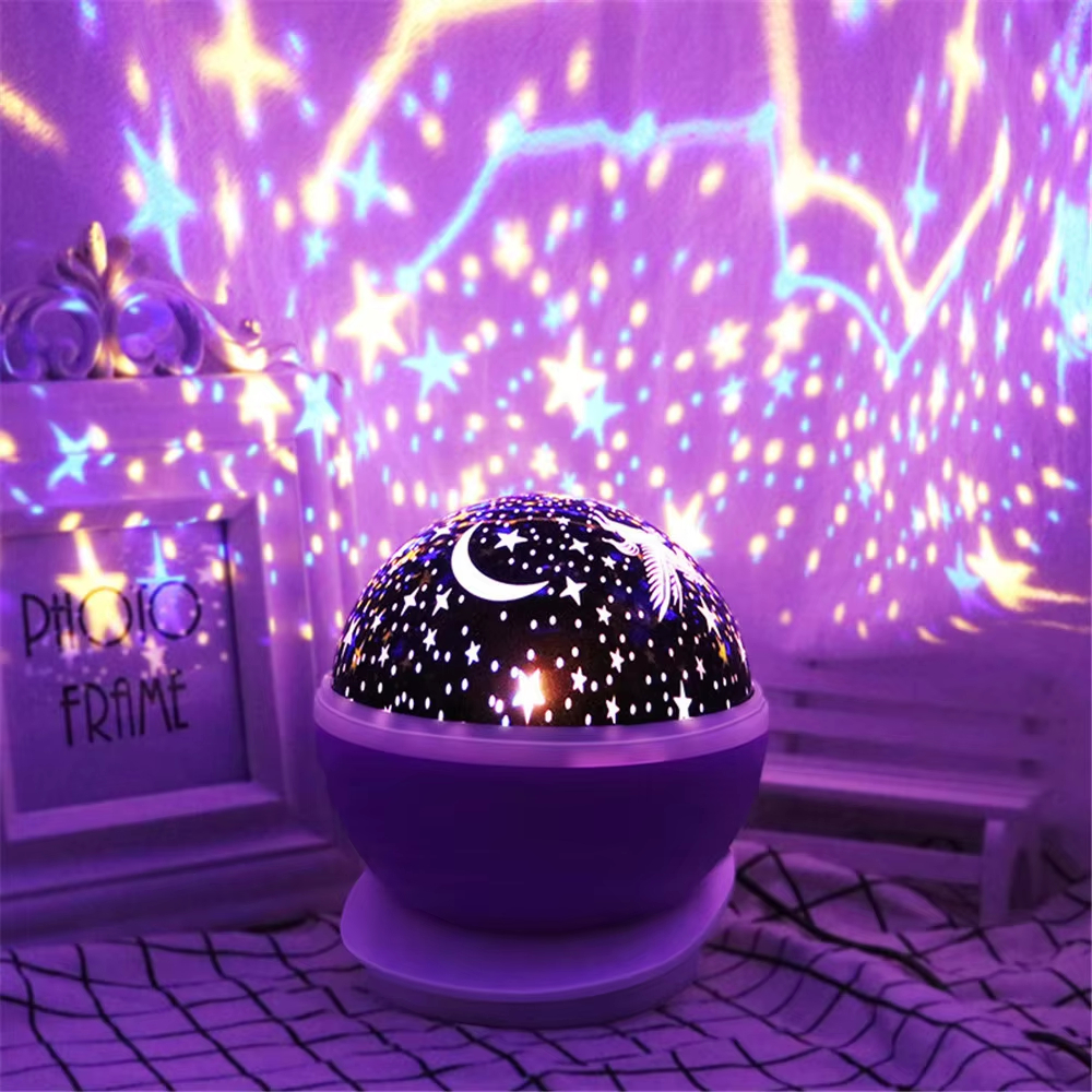 Nattlampe projektor stjernehimmel nattlys projektor babylampe dekor roterende stjernehimmel barnehage måne galakse projektor bordlampe