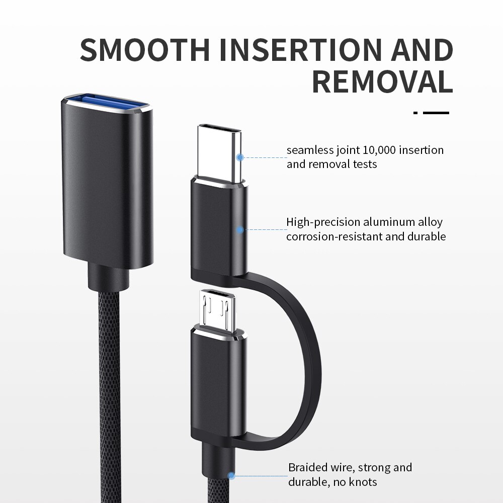 Type-C Micro USB OTG Adapter Cable USB 3.0 2.0 Female To Type C Male Cable Adapter Converter USB-C Cable For Car MP4 Phone