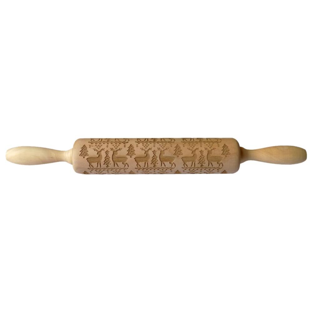 Kerst Sneeuwvlok Elanden Houten Deegroller Bakken Cookies Fondant Deeg Gegraveerde Roller DIY Tool Kerst Embossing Rolling Pin