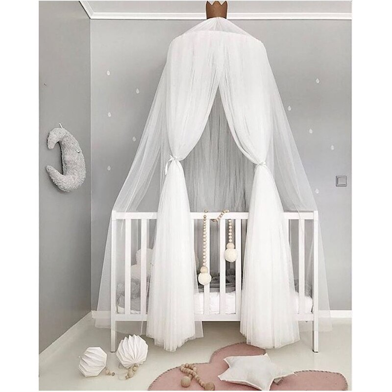 Prinses droom tenten baby meisje slaapkamer decor peuter baby crib netting bed tent kinderen klamboe voor baby crib accessoires: WHITE