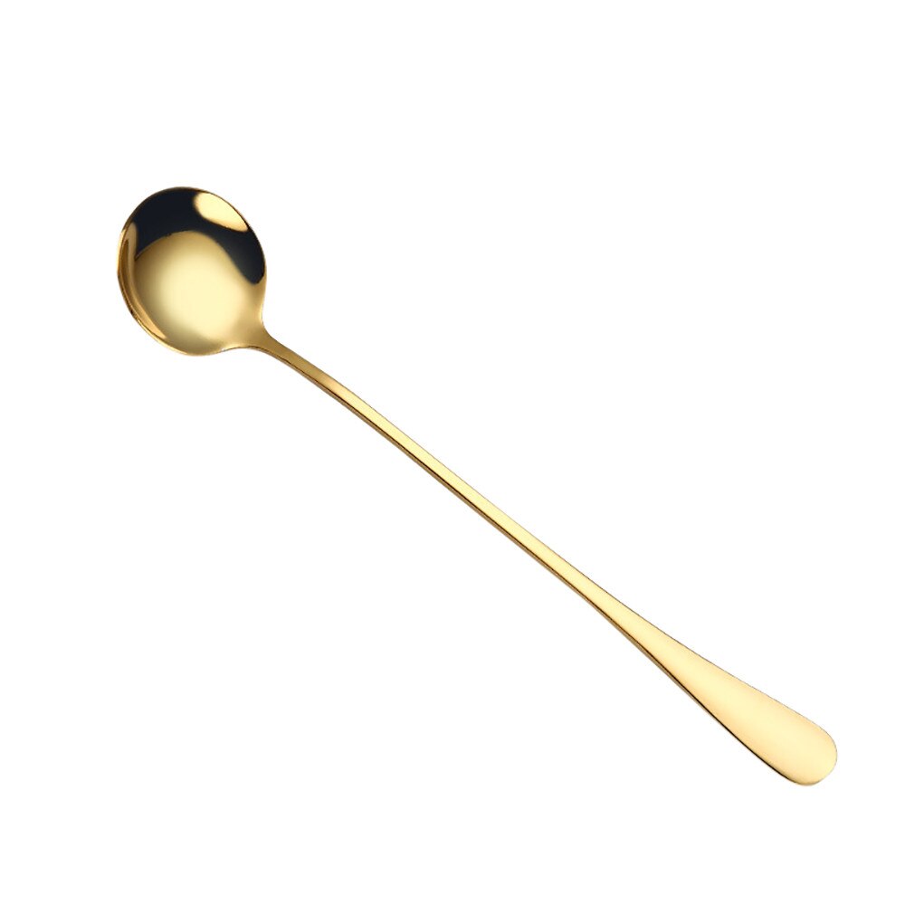 Rostfritt stål teskedar färgglada sked långa handtag skedar bestick kaffe dricka verktyg kök gadget cuillere #zh: 3