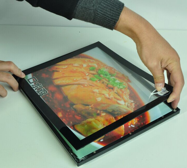 Restaurant vægmonteret akryl led baggrundsbelyst menupanel display  a4 magnetiske lyskasser