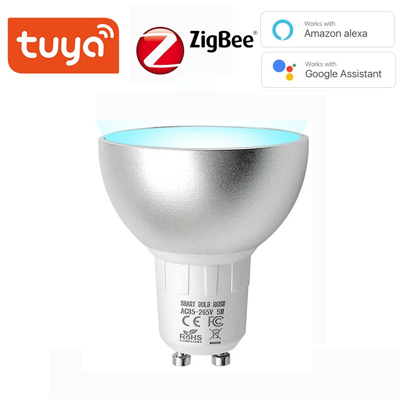 Zigbee 3.0 Gu10 Smart LED Bulb 5W RGBCW Work with Tuya SmartThings App Voice Control by Alexa Echo Plus Google Home