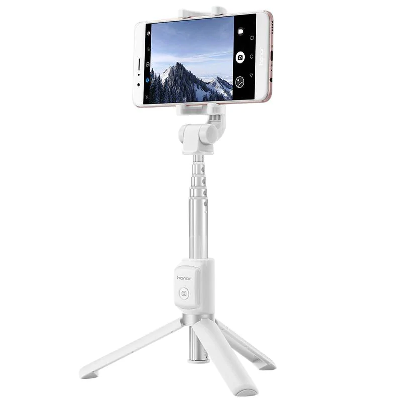 Huawei honor  af15 selfie stick sammenklappelig tripe mi monopod lukkerholder stativ selfi bluetooth trådløs ios android telefon: Hvid