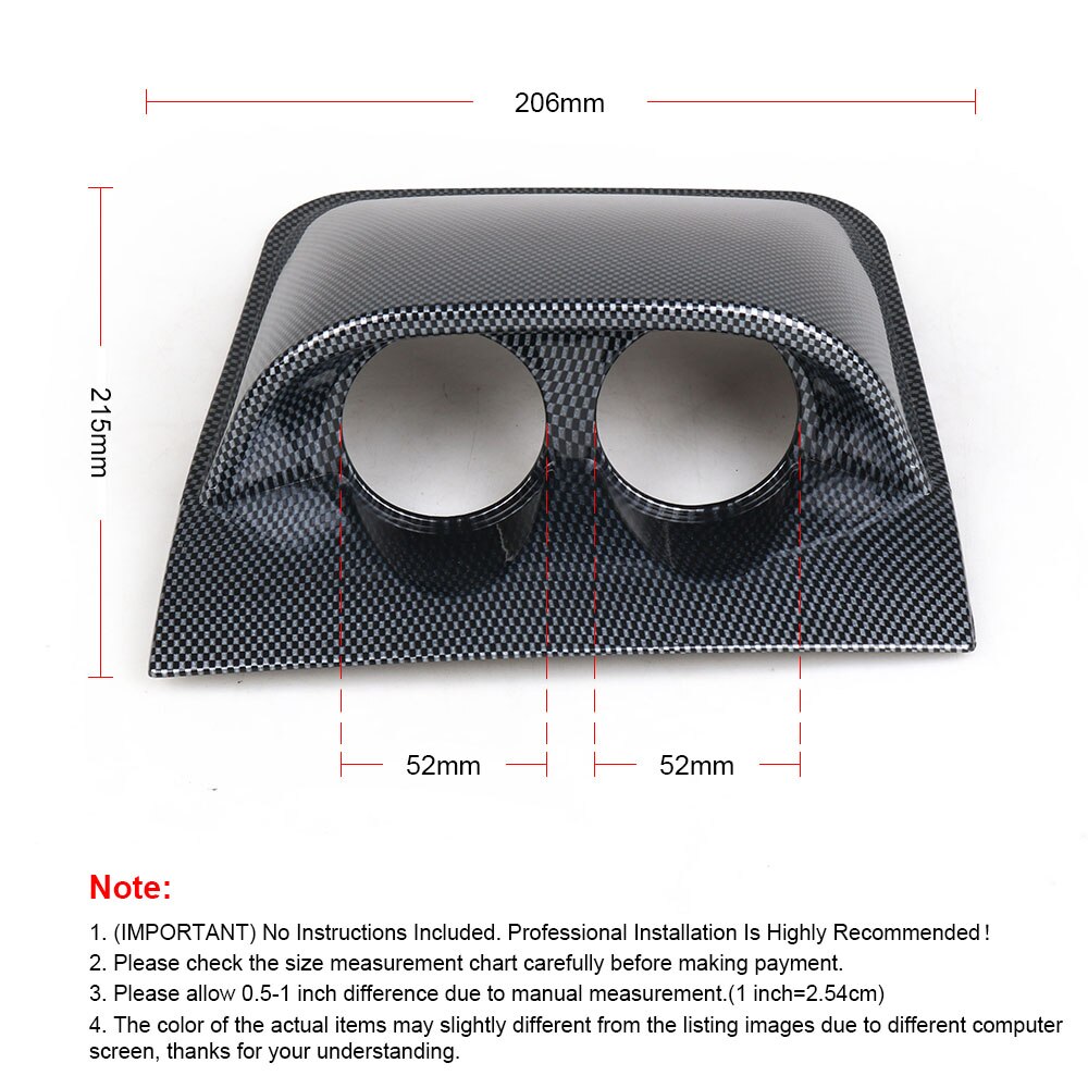 Universal Black Carbon Fiber 2 inch 52mm Dash Board Dual Triple Gauge Pod Color Gauge Holder Mount Holder