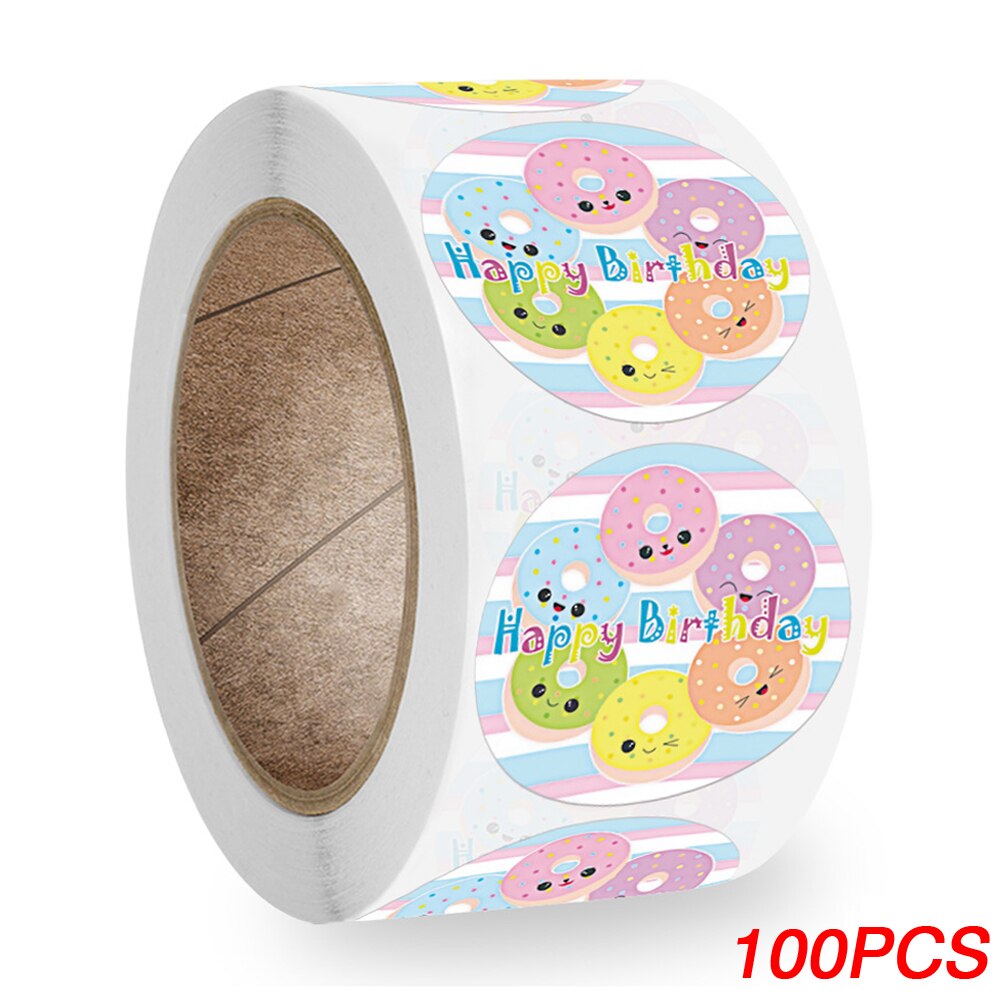 Pegatinas de feliz cumpleaños para niños, 100-500 piezas, 2,5 cm/1 pulgada, decoraciones de sellado, etiquetas para tarjetas de felicitación: Moteado