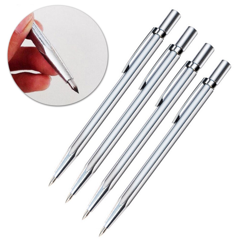 4 Pcs Tungsten Carbide Scribe Etching Engraving Pen Carve Engraver Scriber Tools for Stainless Steel Ceramics and Glass: Silver