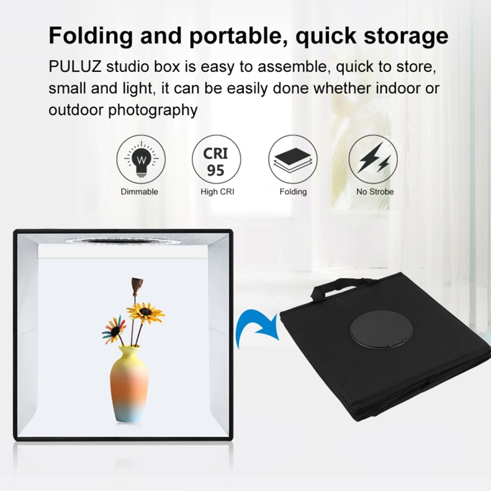 PULUZ Lightbox Mini Photo Studio Light Box with 6 Color Backdrop Photo Shooting Tent Kit 80Pcs LED Foldable Photography Lighting