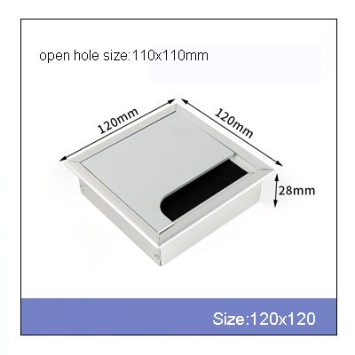 1PCS Aluminium Alloy Grommet Cable Hole Cover With Black Brush For Computer Table Cable Outlet Port Wire Rack Organizer: 120x120mm