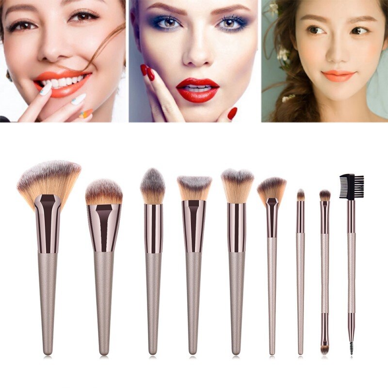1/9pcs Makeup Brush Foundation Brush Big Fan Brush Eyeshadow Brush Eyelash Brush Multi-functional Cosmetic Brush
