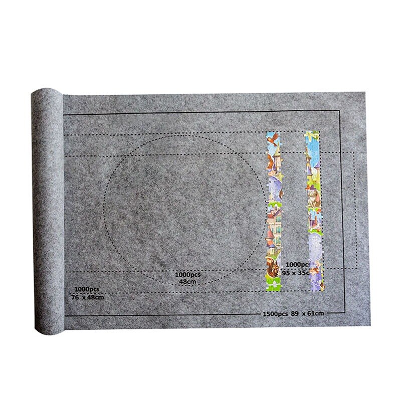 Puzzels Pad Jigsaw Roll Voelde Mat Playmat Puzzels Deken Voor Tot 1500 Stuks Puzzel Accessoires Draagbare Reizen Opslag tas: Gray