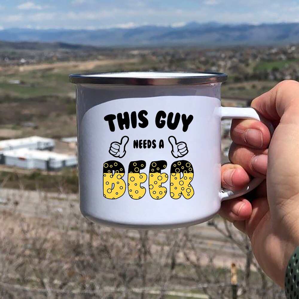 Daddy Behoeften Een Bier Creatief Emaille Koffie Mokken Home Party Grappig Bier Drinken Sap Cacao Cups Reizen Camping Mok Vader dag