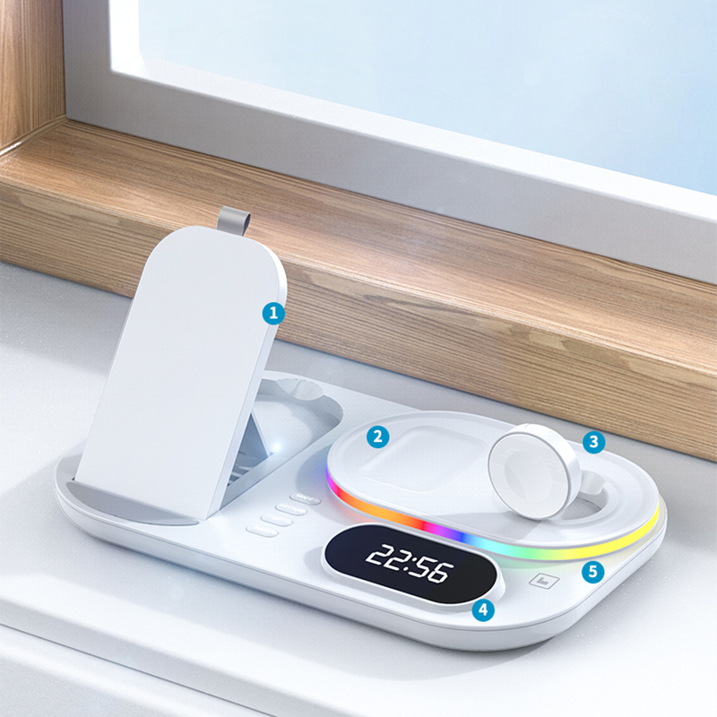 LED 4 in 1 Wireless Charger Dock Qi Fast Charging Station for Apple Watch Airpods iPhone 12 13 Pro Samsung S21 Note Mobile Phone