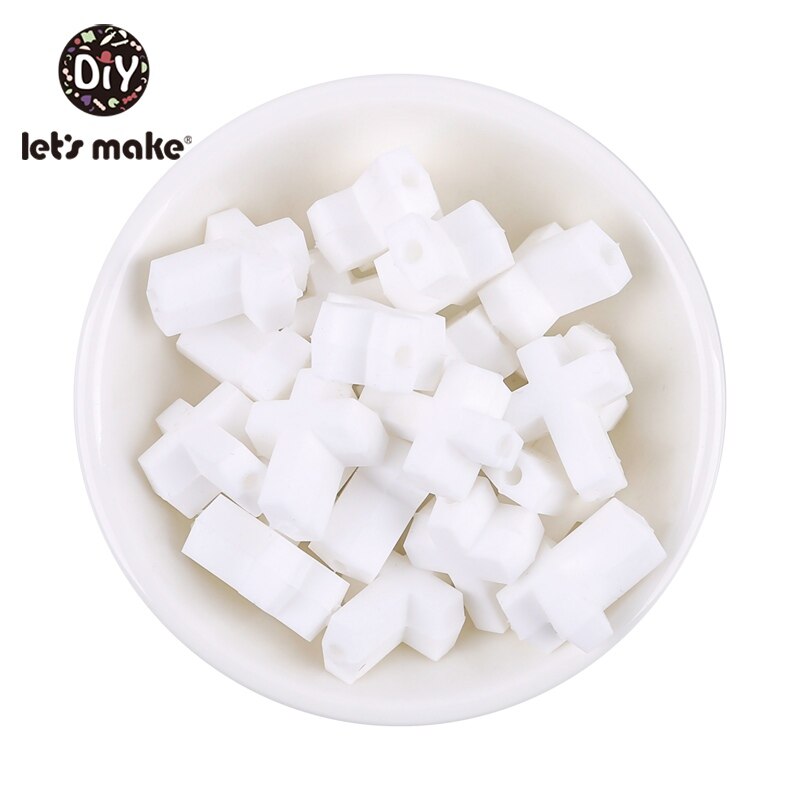 Let's Make-anneau de dentition en Silicone | 50 pièces, petites perles croisées de alimentaire, anneau de dentition de dessin animé, jouet bricolage, perles artisanales pour bébé: 3