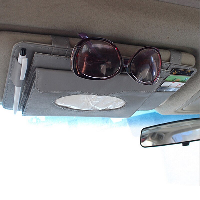 Ymjywl cd sag læder bil dvd solskærm boks med væv opbevaring arrangør til briller mappe visitkort holder taske