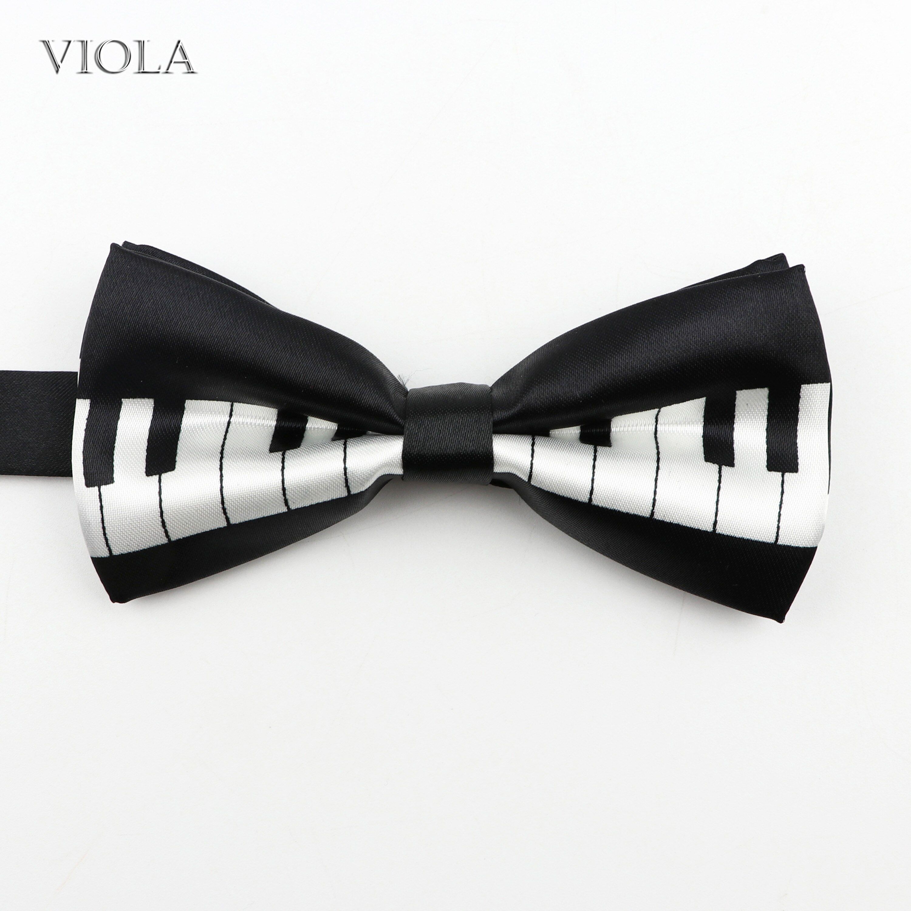 Pajarita lisa de poliéster con estampado de Piano para hombre y mujer, esmoquin para actuaciones y fiestas, corbata de lazo, accesorio para