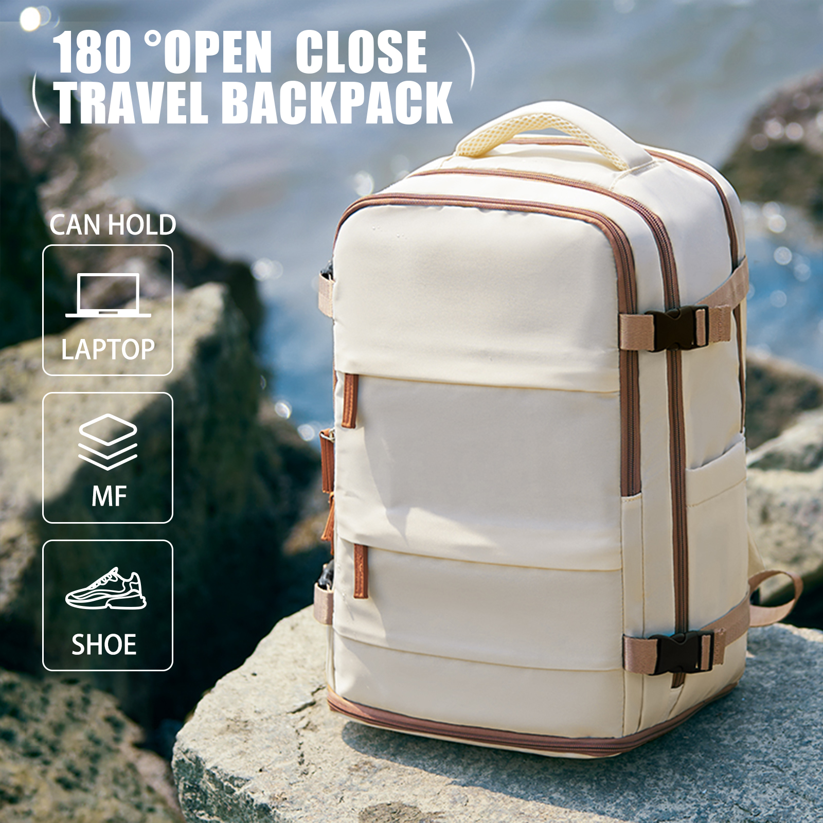 Reisrugzak voor dames heren, handbagage 40x20x25 voor Ryanair Cabin reistas College boekentas Waterdichte laptoptas voor werk