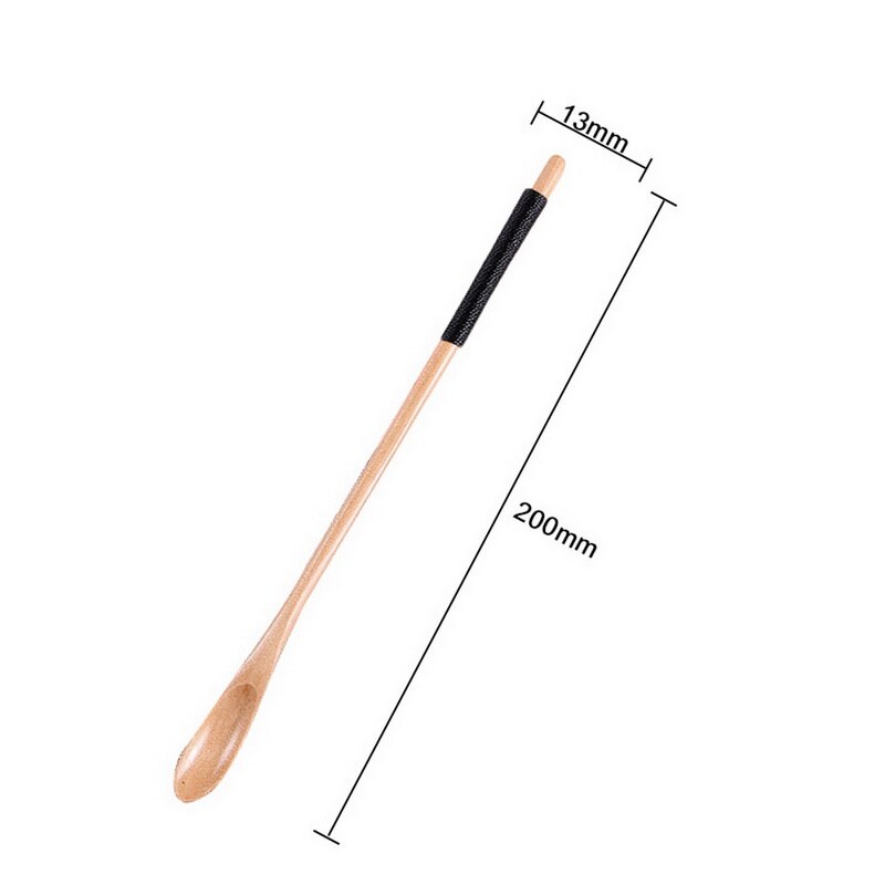 Punho longo colher de madeira natural colheres de chá de café de madeira alongamento mexendo colher 20x1.7cm cozinhar catering colher cozinhar ferramentas: B2