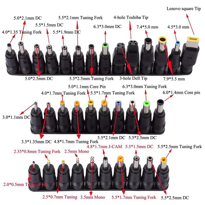 Universal DC 12V 15V 16V 18V 19V 20V 24V 4.5A 4A Adjustable Power Supply Adapter 34 Detachable Plugs for Laptop EU Plug