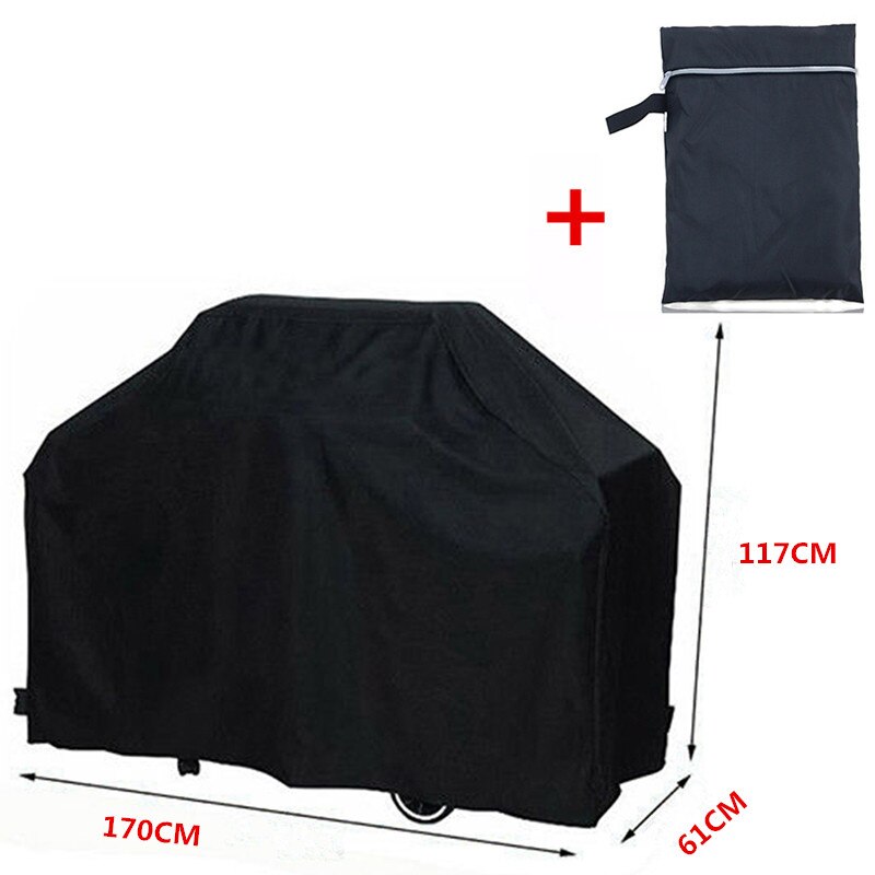 Zwart Waterdichte Bbq Cover Zware Bbq Accessoires Grill Cover Regen Anti Stofkap Regen Gas Houtskool Elektrische Barbeque Deksel: 170x61x117cm