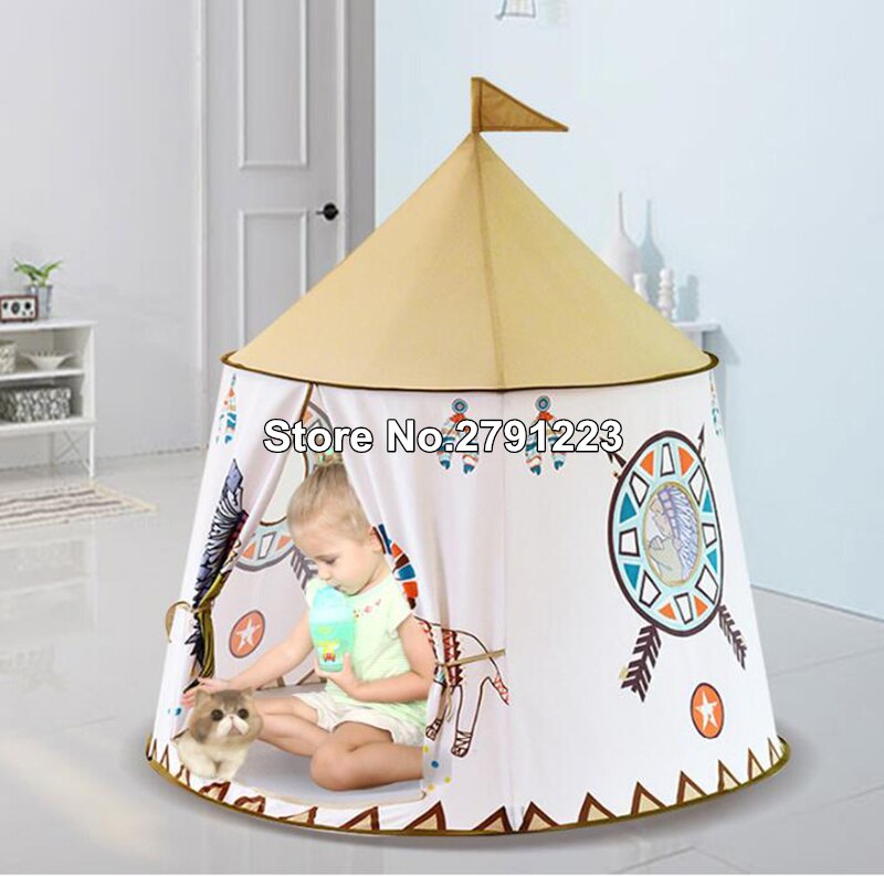 Yard Kid Tent House Portable Princess Castle 123*116cm Hang Flag Children Teepee Tent Play Tent Birthday Christmas