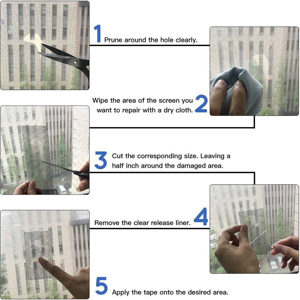 Window Screen Repair Kit Tape Screen Patch Repair Kit Well Ventilated Strong Adhesive Waterproof Fiberglass Covering Mesh Tapes