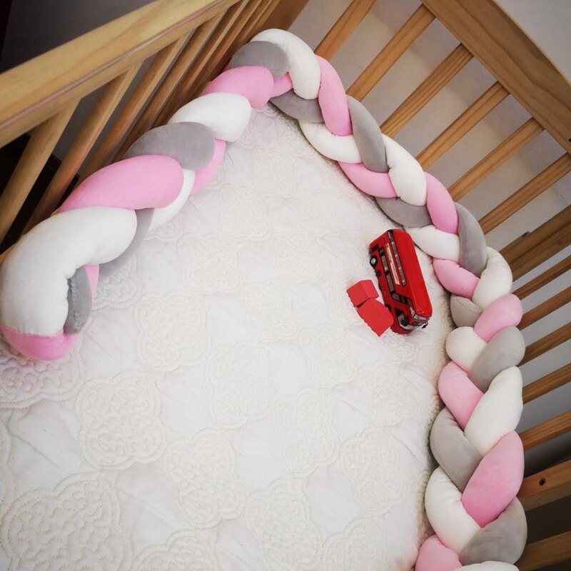 Baby Bed Bumper 1m/2m/3m*12cm*7cm Colors Three-Strand Braid Bumpers In The Ciib Protector Cradle Playpen For Newborn Bedding