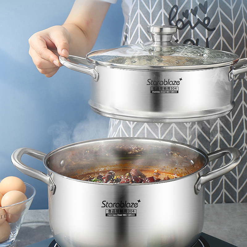 Thick Stainless Steel Cooking Pot Steamer Pot,Cookware Set,Universal Cooking Pots for Induction Cooker Gas Stove