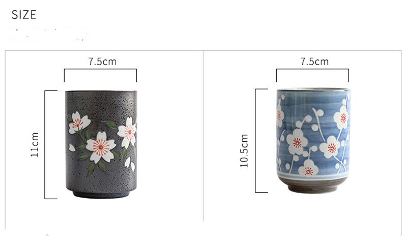 Grote waterbeker in japanse stijl, beschilderde watermok, theekop van steengoedkeramiek, handbeschilderd keukendrinkgerei, rechte theekom