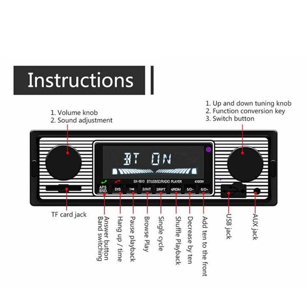 Oldtimer-bluetooth-fm-radio mit  mp3- player-stereoanlage, usb und aux-anschluss, klassischem autoradio mit oled-farbbildschirm und musik-mediaplayer