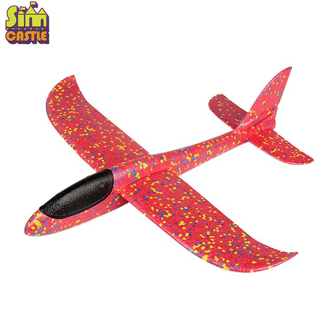 Diy Hand Gooi 48Cm Vliegende Vliegtuigen Speelgoed Voor Kinderen Outdoor Sport Foam Vliegtuig Model Cyclotron Zweefvliegen Fly Jongens Game figuur: Y0075-HONG-L