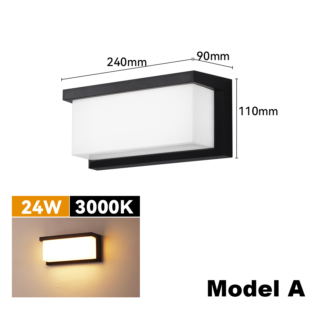 Applique extérieure LED 24W étanche appliques murales extérieures AC90-260V appliques murales extérieures pour hôtel Villa grand porche porte de jardin: blanc chaud