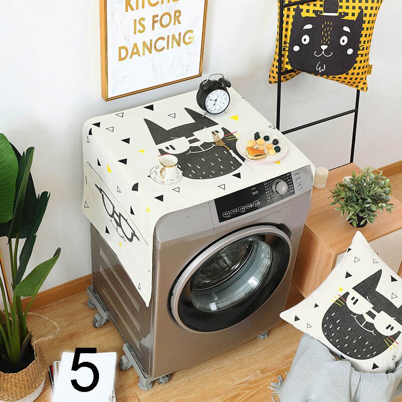 Koelkast Stofkap Met Opbergzakken Wasmachine Koelkast Dik Katoen Linnen Top Cover Bjstore: 5