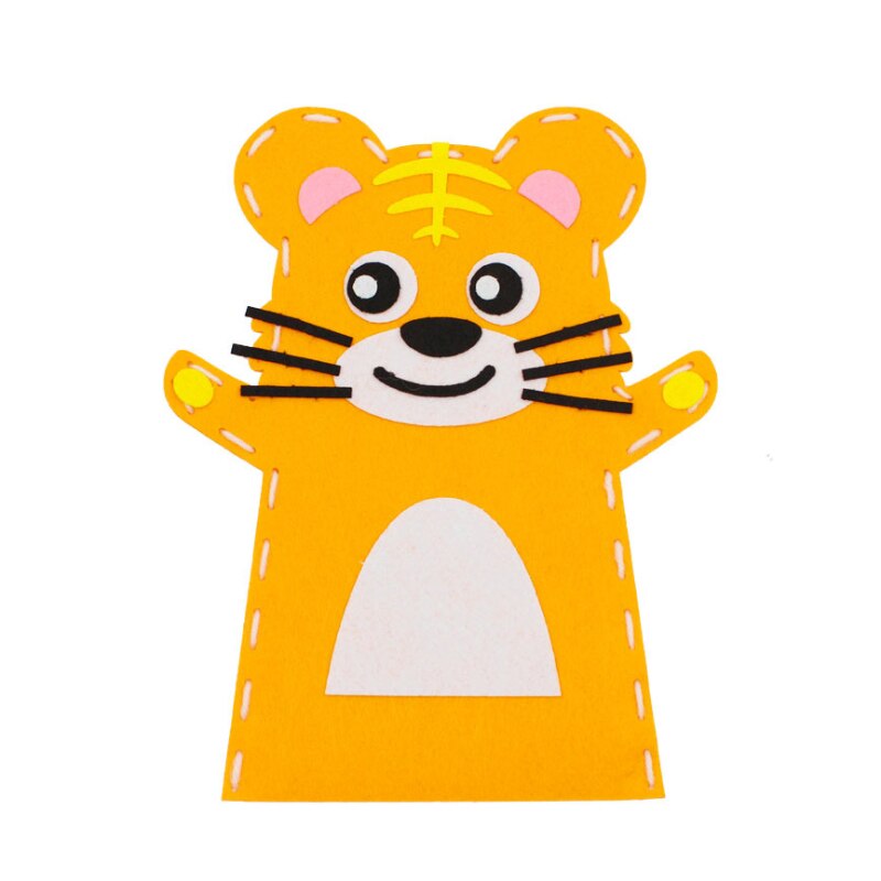 Saizhi 3D Crafts Handmade Kids Child DIY Activity Top Accessories Hand Puppet Non-Woven Cloth Animal DIY Sewing Toys: tiger