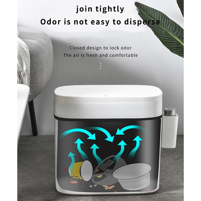 12L Trash Can Rectangle Plastic Push Trash Cans Large-size Garbage Can Household Waste Storage Bins For Kitchen Bathroom Bustbin