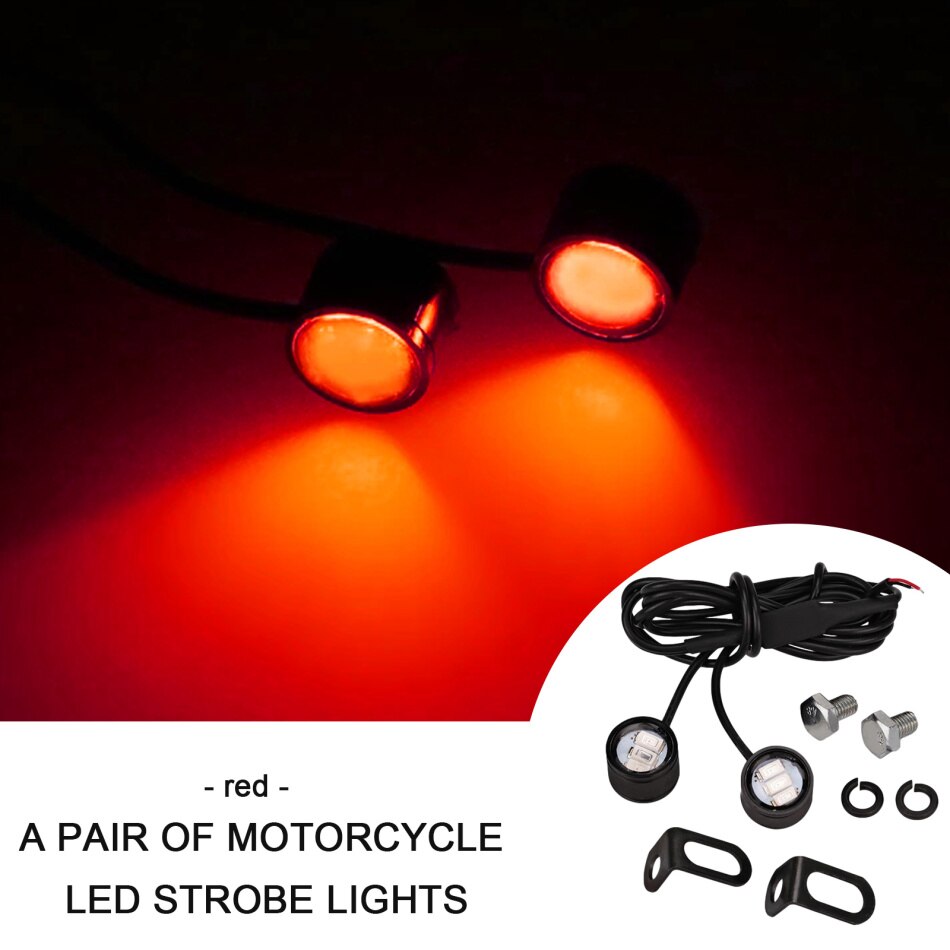 2 Stks/paar 12V Motorfiets Led Strobe Lichten Motorfiets Eagle Eye Flash Licht Waarschuwing Remlicht Lamp Spotlight Moto Onderdelen: Rood