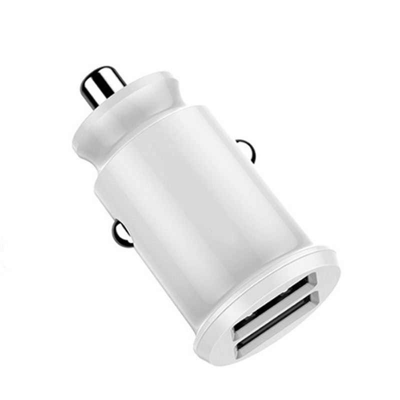 Dual USB Car Phone Charger Adapter in Car Accessories Mini USB Car Charger For Mobile Phone Tablet 3.1A Fast Charger Car-Charger: white