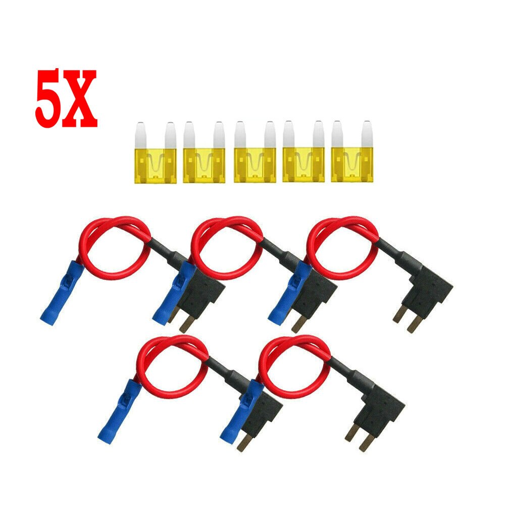 5 pakke 12v små bilsikringsholdere adapter med 20a standard atm blader ta elektriske apparater
