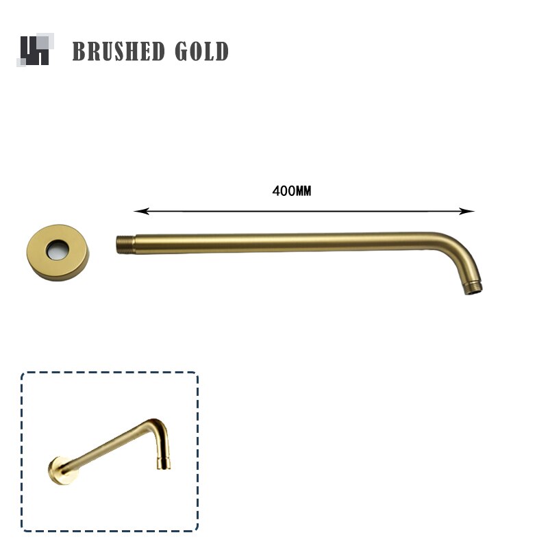 20/30/40CM Stainless Steel Shower Head Extension Arm Top Ceiling Mounted Wall Mounted Tube Rainfall Shower Head Arm for Bathroom: Gold Wall Mount