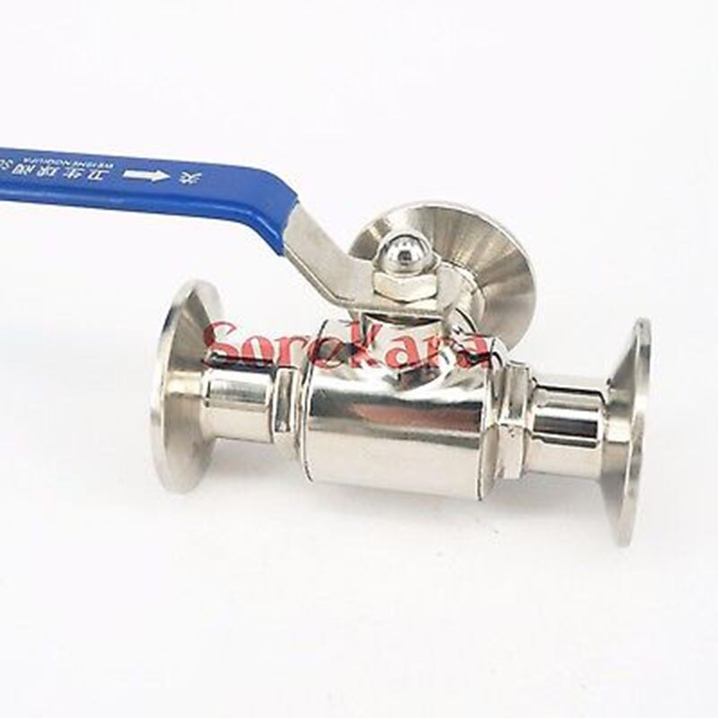 T-port 3/4" 19mm 304 Stainless Steel Sanitary 3 Way Ball Valve 1.5" Tri Clamp 50.5mm Ferrule O/D For Homebrew Diary Product