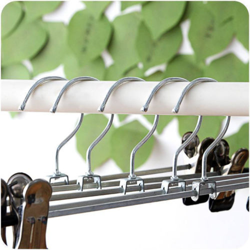 Hangers Trouser Hanger Strong Chrome Pants Skirt Coat Hangers with Non-Slip Clip