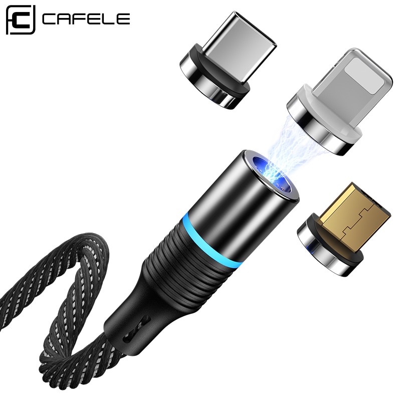 CAFELE QC3.0 LED Magnetic USB Cable for iPhone USB Type C Micro Cable 3A Fast Charging Cables for Huawei Samsung Xiaomi Oneplus